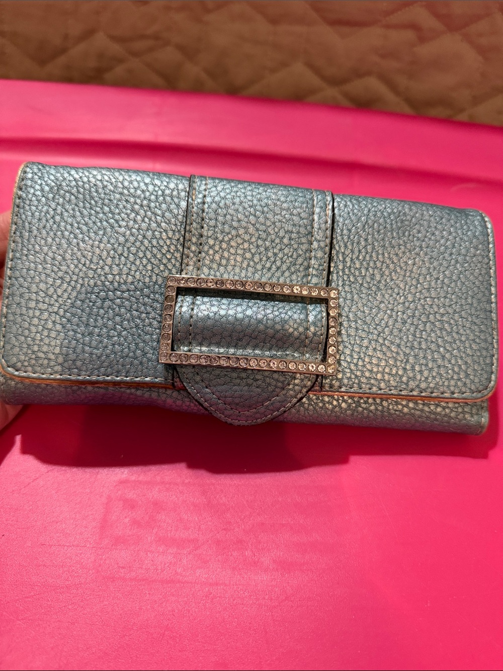 Blue metallic large wallet